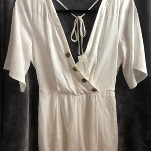 White short sleeve flowy romper